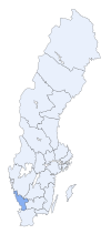Hallands läns läge i Sverige