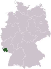 Tyskland med Saarland markerat