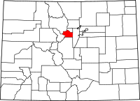 Karta över Colorado med Clear Creek County markerat