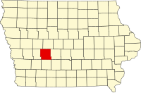 Karta över Iowa med Guthrie County markerat
