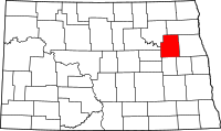 Karta över North Dakota med Nelson County markerat