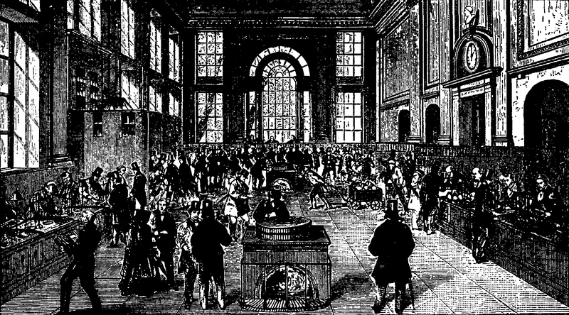 Fil:Bank, Interiör från Bank of England vid midten af 1800-talet, Nordisk familjebok.png