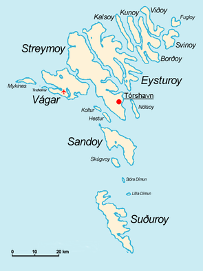 Karta med Tórshavn markerat